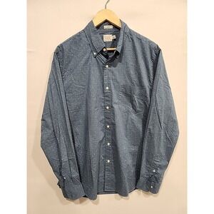 J. Crew Shirt Mens L Blue With White Dots, Long‎ Sleeve Pocket, Slim Fit